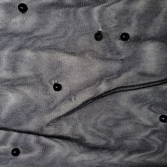 NWOT Lulus Elegant Indication Black Mesh Pearl One-Shoulder Midi Dress Sz L - Picture 13 of 15